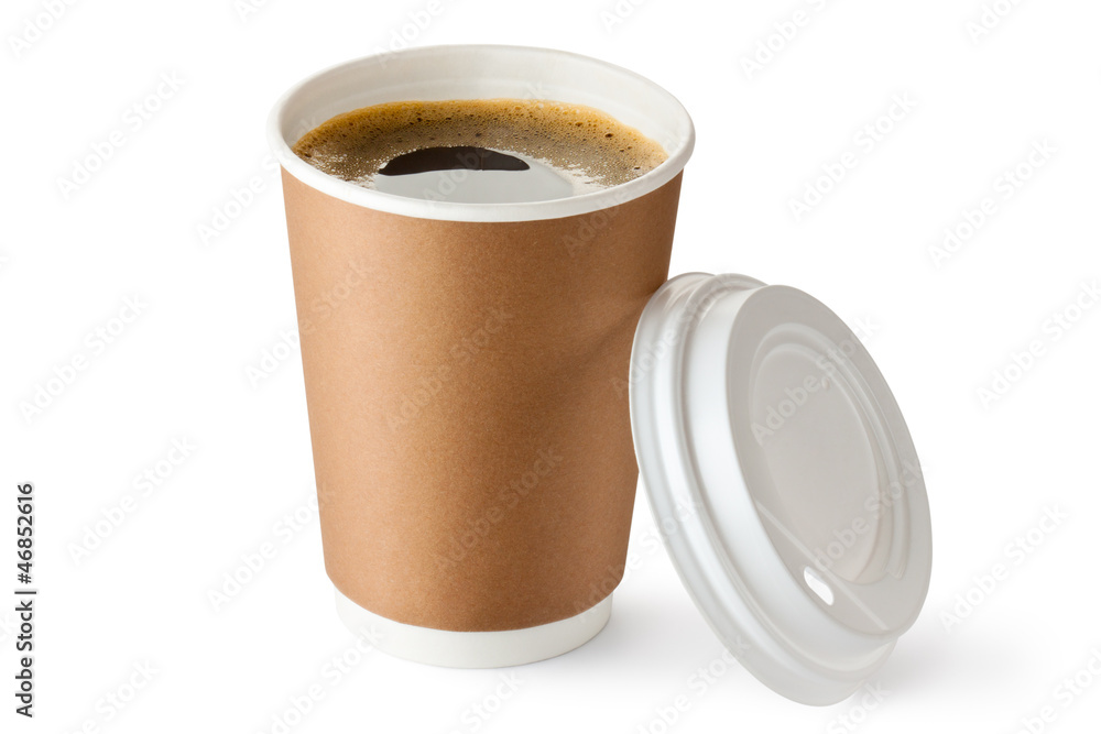 Obraz na płótnie Opened take-out coffee in cardboard cup w salonie