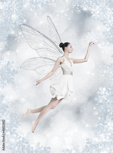 Naklejka na szybę Silver winter fairy