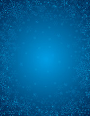 blue background with frame of snowflakes, vector