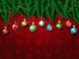 Poster - Christmas baubles background