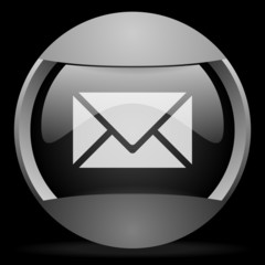 Poster - mail round gray web icon on black background
