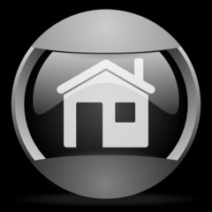 Poster - home round gray web icon on black background