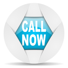 Aufkleber - call now round blue web icon on white background