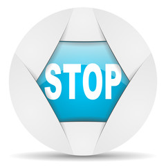 Aufkleber - stop round blue web icon on white background