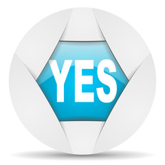 Poster - yes round blue web icon on white background