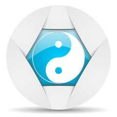 Aufkleber - ying yang round blue web icon on white background