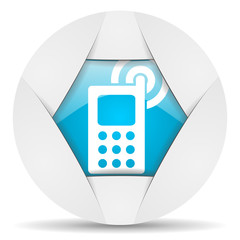 Aufkleber - cellphone round blue web icon on white background