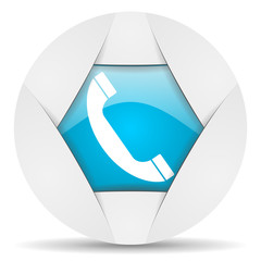 Aufkleber - telephone round blue web icon on white background