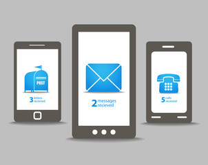 Aufkleber - Group of modern mobile phones with speech clouds