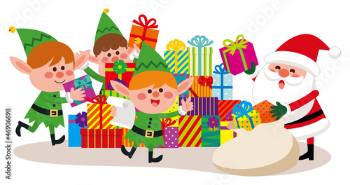 クリスマス サンタクロース エルフ プレゼントの準備 Stock イラスト Adobe Stock