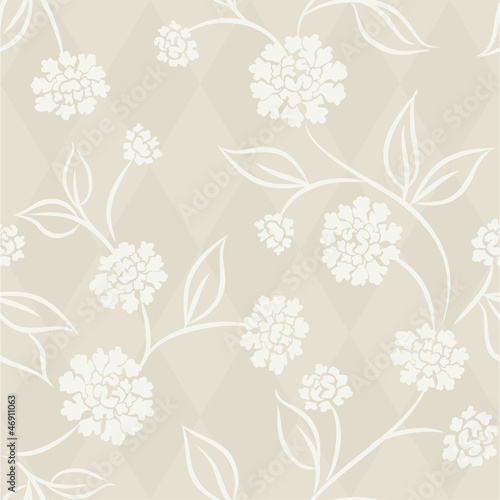 Naklejka ścienna Seamless pattern with white asters