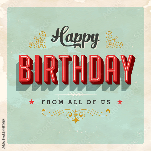 Birthday Card - Vector EPS10 - Grunge effects can be removed Poster