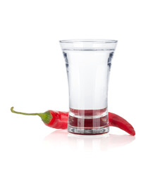 Sticker - Shot of vodka and red hot chili pepper