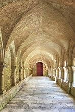 Old Colonnaded Closter In The Abbaye De Fontenay In Burgundy