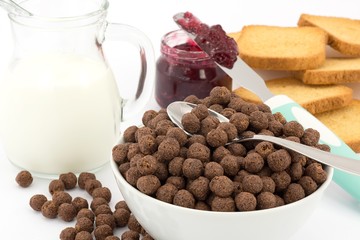 Wall Mural - milk and chocolate cereal, breakfast