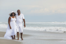 Happy Senior African American Couple On Beach