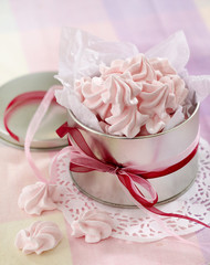 Canvas Print - pink meringue cookies