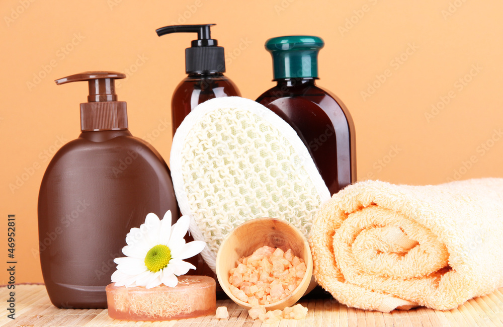 Set for care of a body on peach background