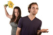 Angry Woman with Flowers and Naive Man