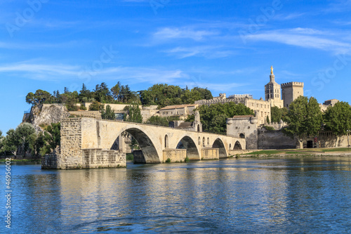 Stampa su Tela  Avignon Bridge with Popes Palace, Pont Saint-Bénezet, Provence,