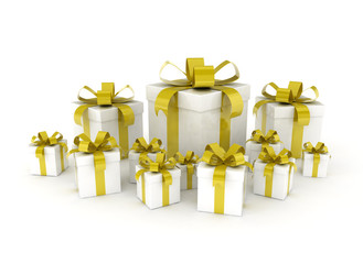 Wall Mural - Gift boxes Yellow ribbon