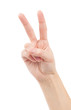 © oly5 - Hand with two fingers up in the peace or victory symbol. Also th