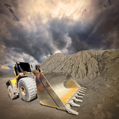 Canvas Print - Excavator in the mine. Ecology disaster concept.