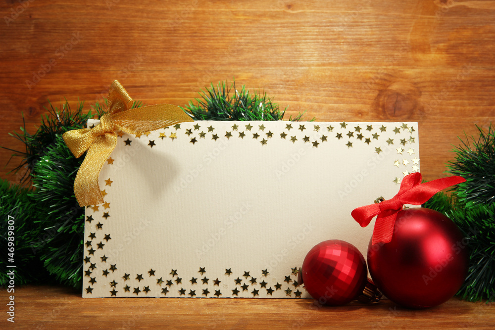 beautiful Christmas composition with empty postcard