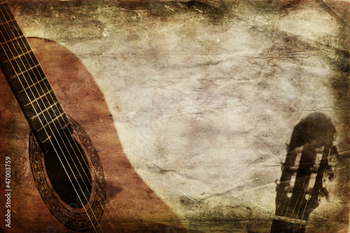 Plakat na papierze fotorealistycznym Grunge klasyczna gitara