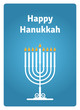 Blue Hanukkah card with a candle