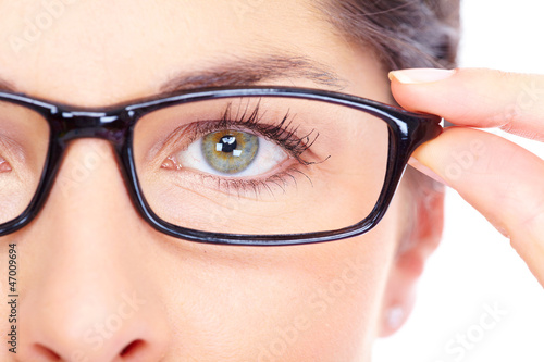 Fényképezés Beautiful young woman wearing glasses portrait.