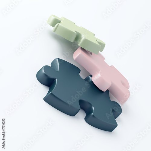 Parts of a puzzle with funny colors on a white background