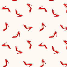 Vector Illustration Of Red Stiletto Shoes Pattern