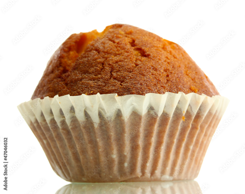 tasty muffin cake, isolated on white