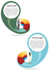 Fototapete - Abstract vector business graph with people