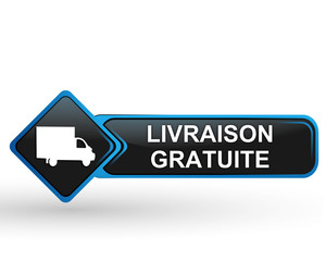 Sticker - livraison gratuite sur bouton web carré design bleu