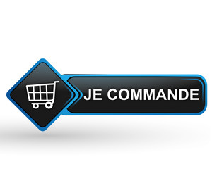 Poster - je commande sur bouton web carré design bleu