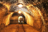 Fototapeta Desenie - Mine with railroad track - underground mining
