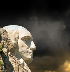 Fototapete - Mount Rushmore National Memorial with dramatic sky - USA