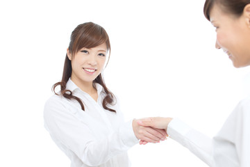 Beautiful asian businesswomen on white background