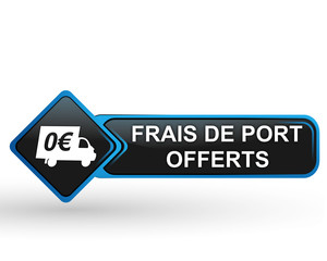 Sticker - frais de port offerts sur bouton web carré design bleu