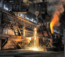 smelting of the metal in the foundry