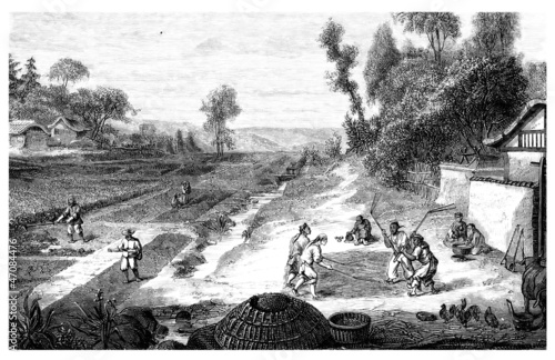 Fotografie, Obraz Asian Peasants - 19th century