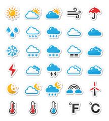 weather icons set as labels - vector