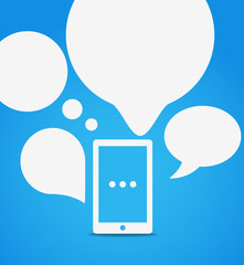 Aufkleber - Modern mobile phone with group of speech clouds
