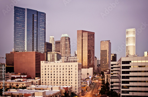 Naklejka samoprzylepna Los Angeles skyline w wczesnym rankiem