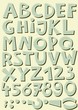 litery i cyfry z przeszyciem retro zestaw na beżowym tle