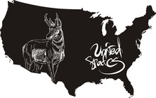 Pronghorn And U.S. Outline Map