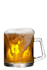 Poster - Mug fresh beer with cap of foam isolated on white background