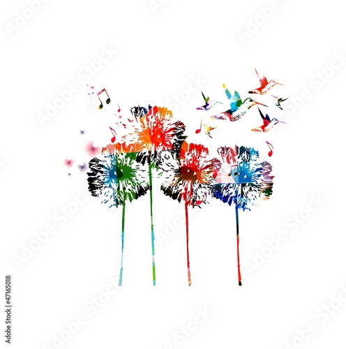 Naklejka - mata magnetyczna na lodówkę Abstract colorful dandelion background